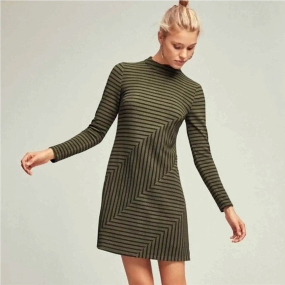Anthropologie green/black stripe dress - Picture 3 of 7